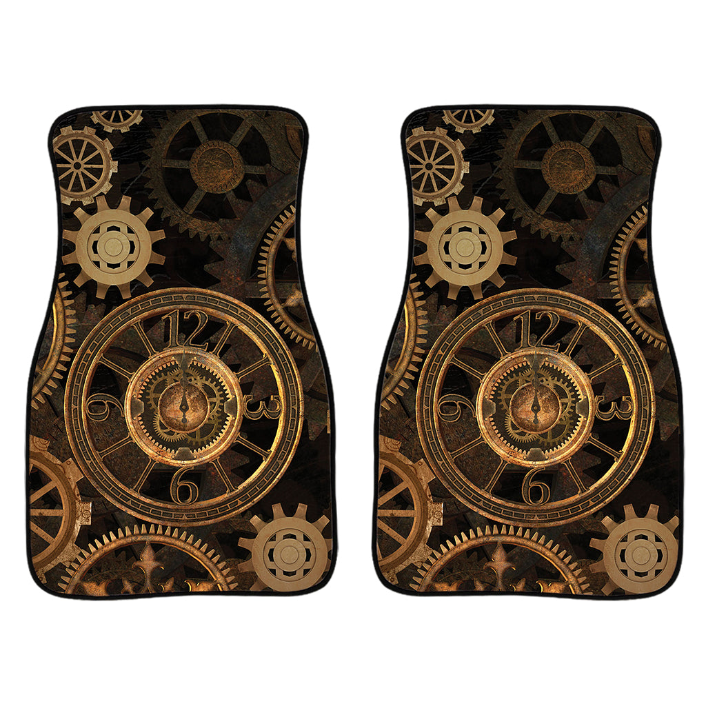 Vintage Steampunk Gears Print Front Car Floor Mats