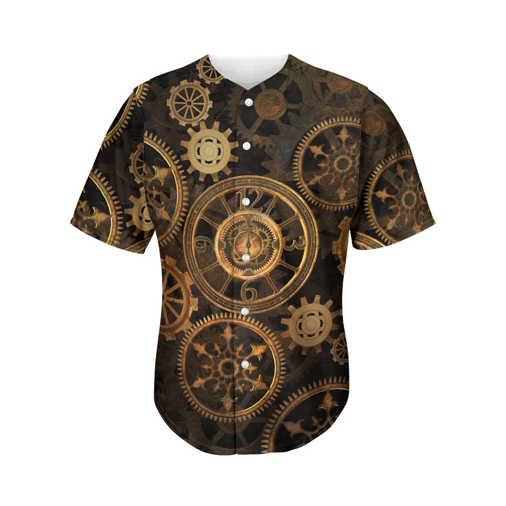 Vintage Steampunk Gears Print Men's Baseball Jersey