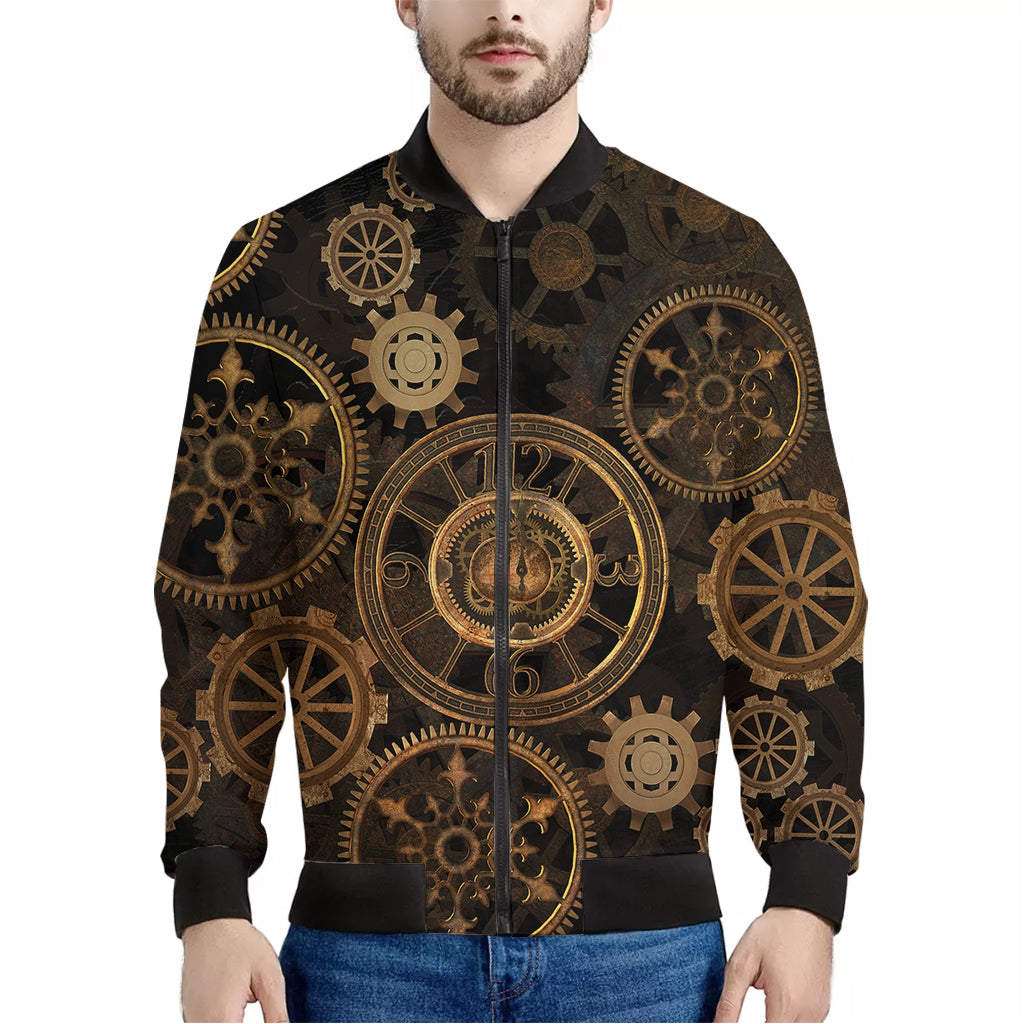 Vintage Steampunk Gears Print Men's Bomber Jacket