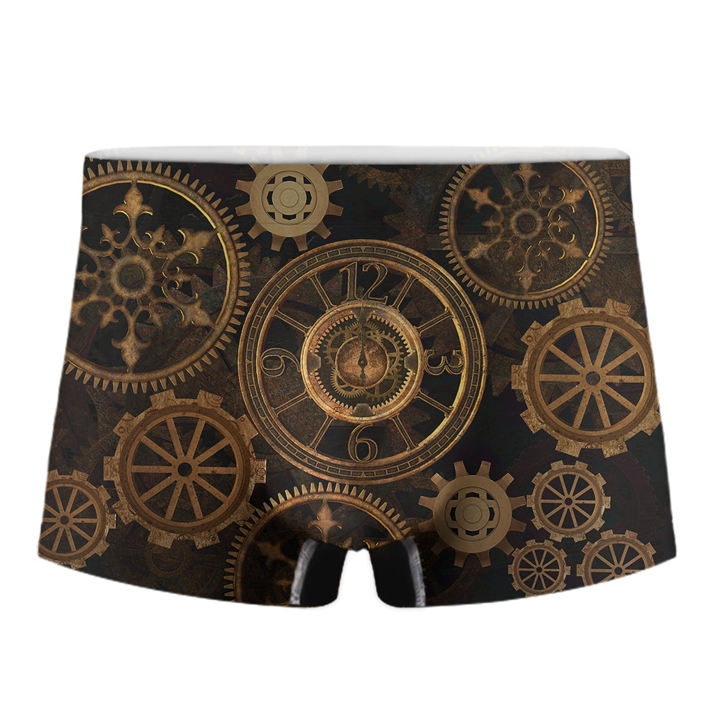 Vintage Steampunk Gears Print Men's Boxer Briefs