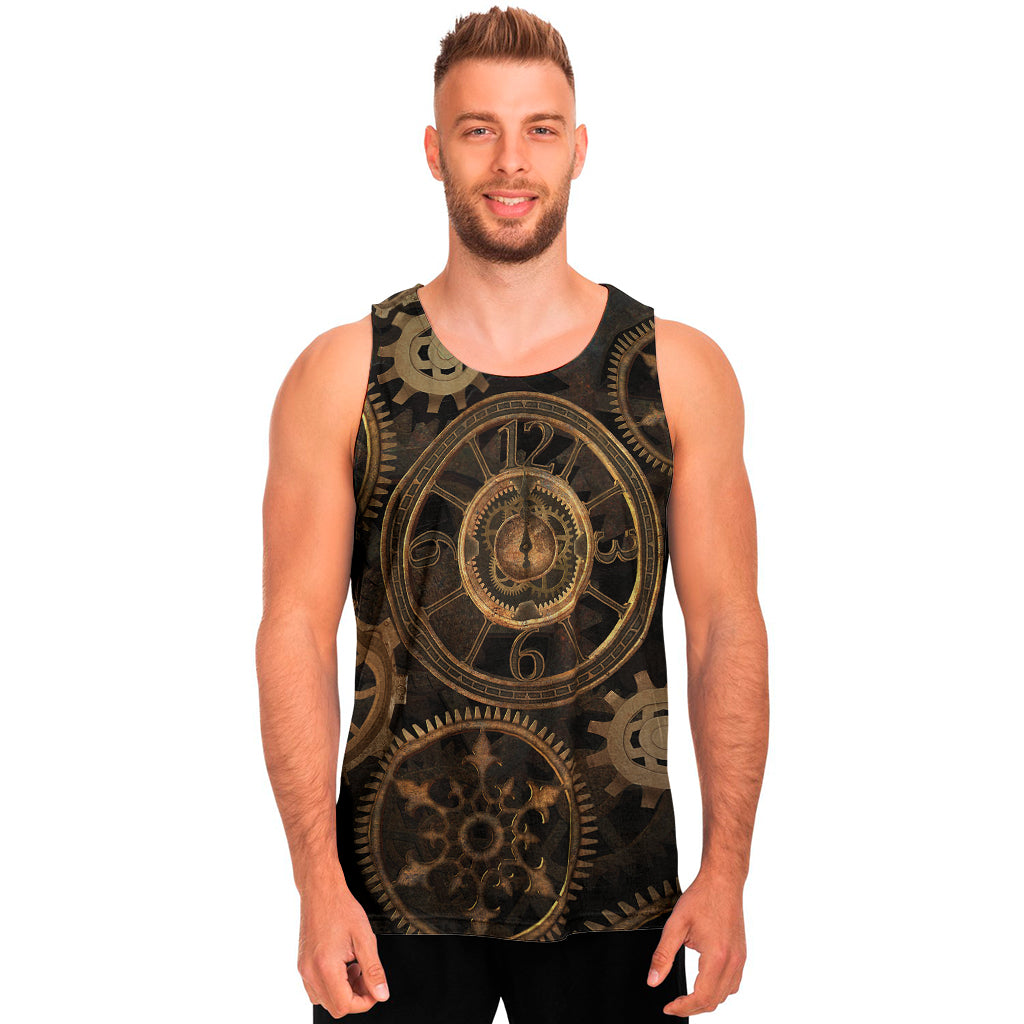 Vintage Steampunk Gears Print Men's Tank Top