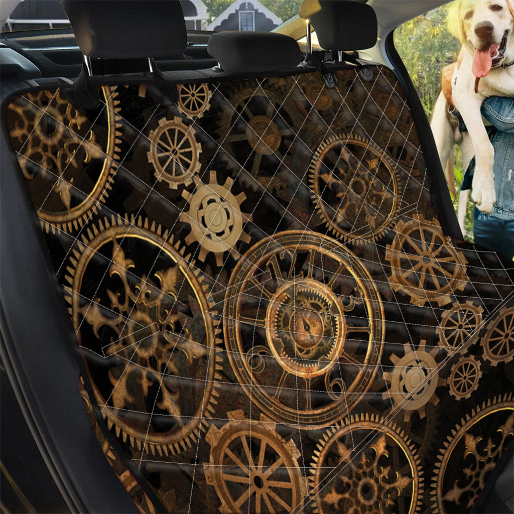 Vintage Steampunk Gears Print Pet Car Back Seat Cover