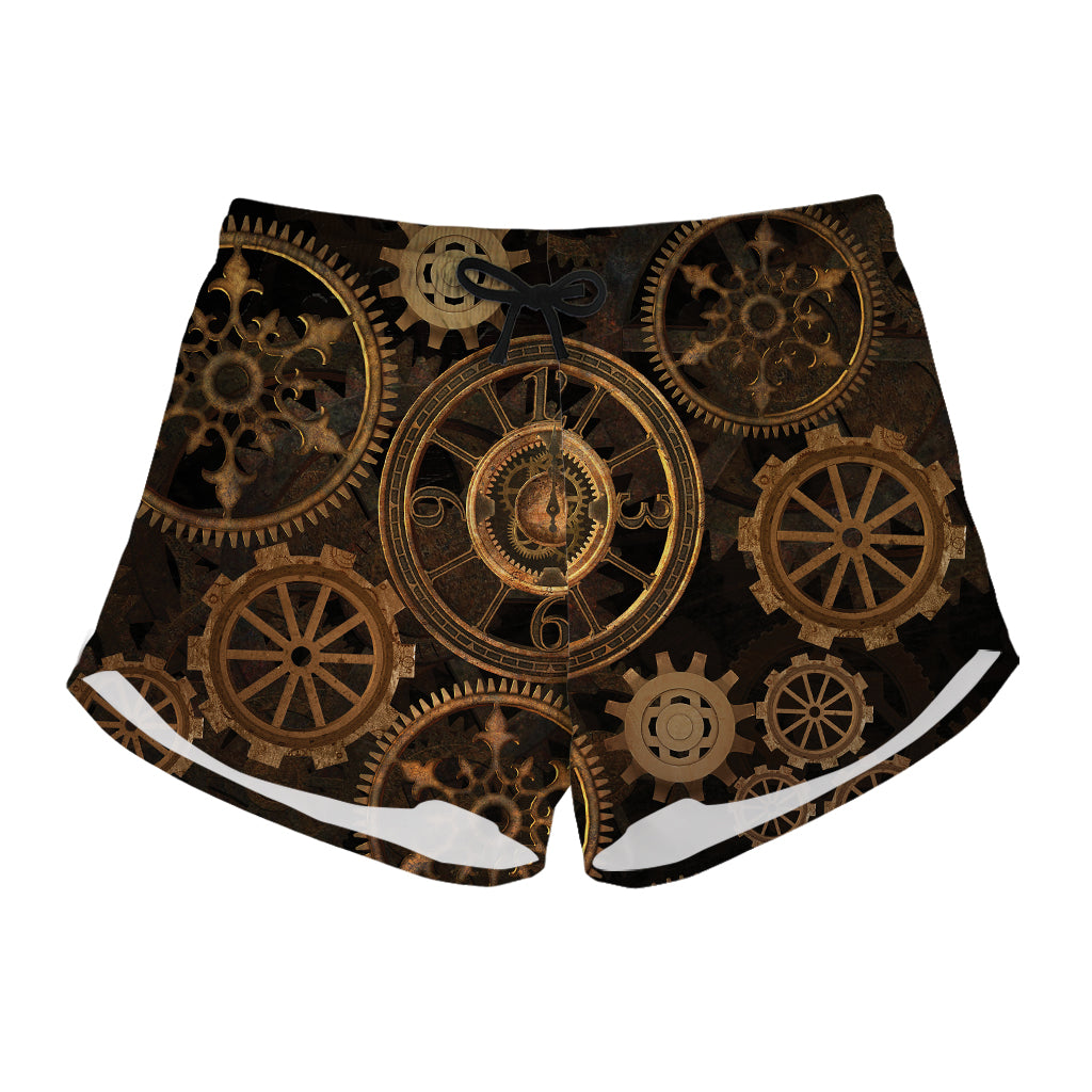 Vintage Steampunk Gears Print Women's Shorts