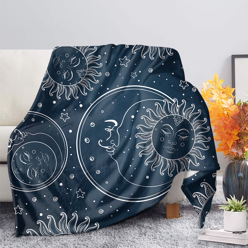 Vintage Sun And Moon Pattern Print Blanket