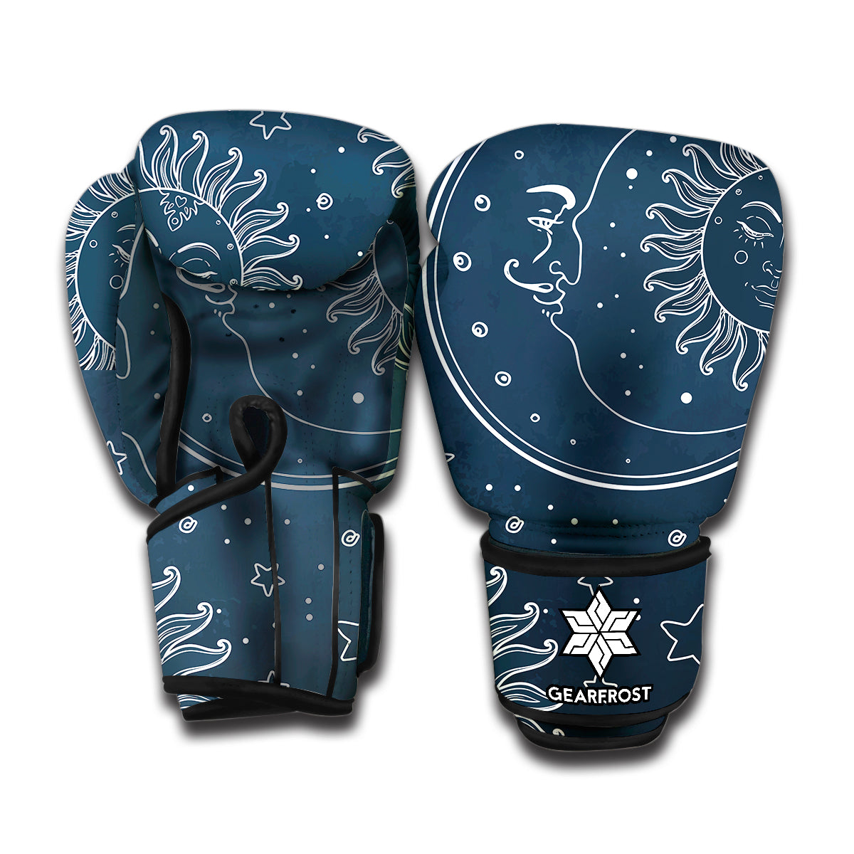 Vintage Sun And Moon Pattern Print Boxing Gloves