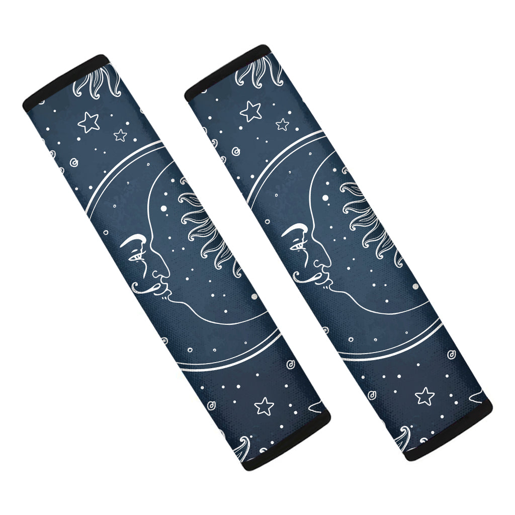 Vintage Sun And Moon Pattern Print Car Seat Belt Covers