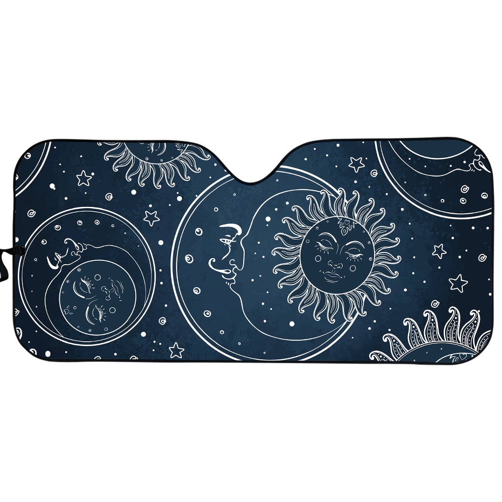 Vintage Sun And Moon Pattern Print Car Sun Shade