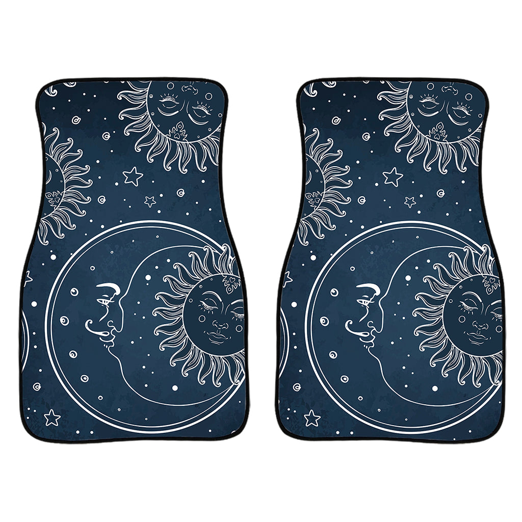 Vintage Sun And Moon Pattern Print Front Car Floor Mats