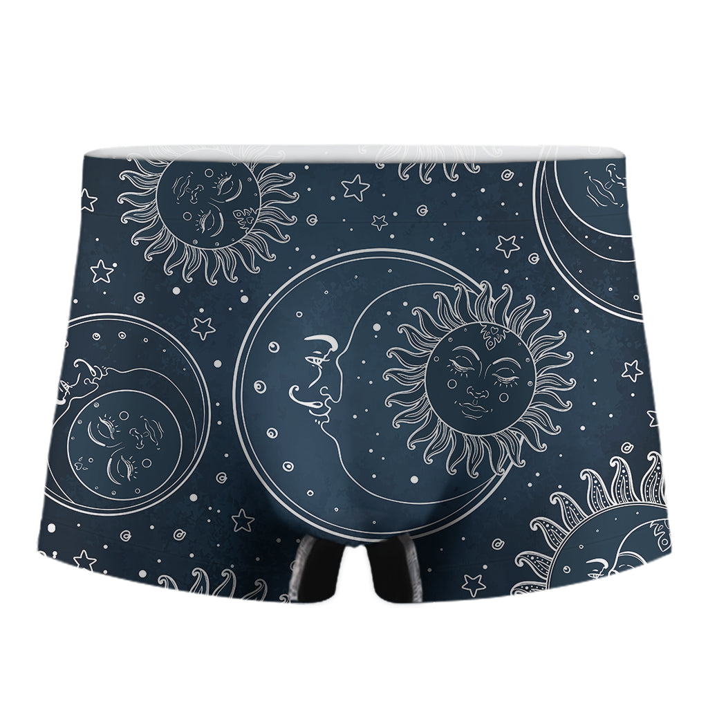 Vintage Sun And Moon Pattern Print Men's Boxer Briefs