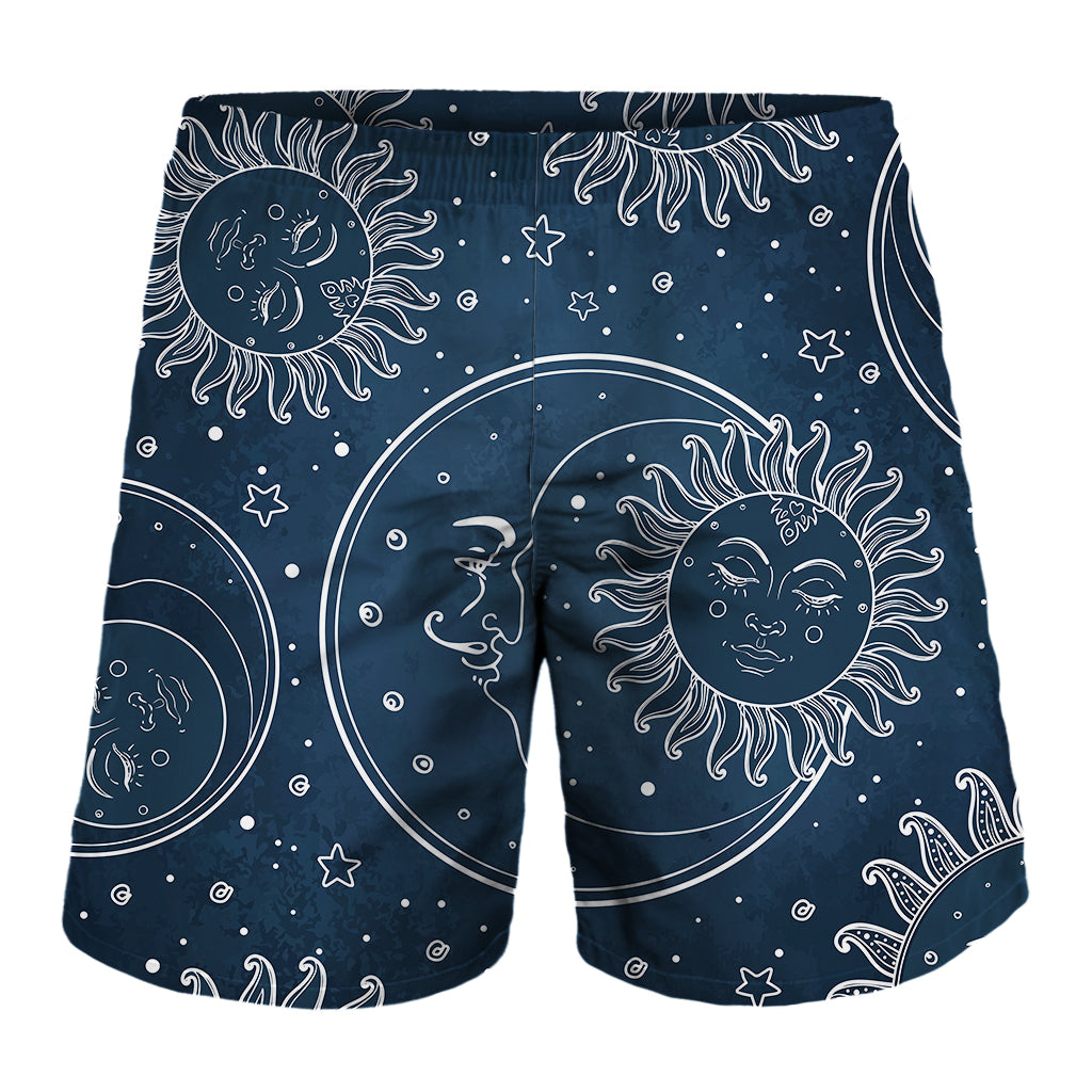 Vintage Sun And Moon Pattern Print Men's Shorts