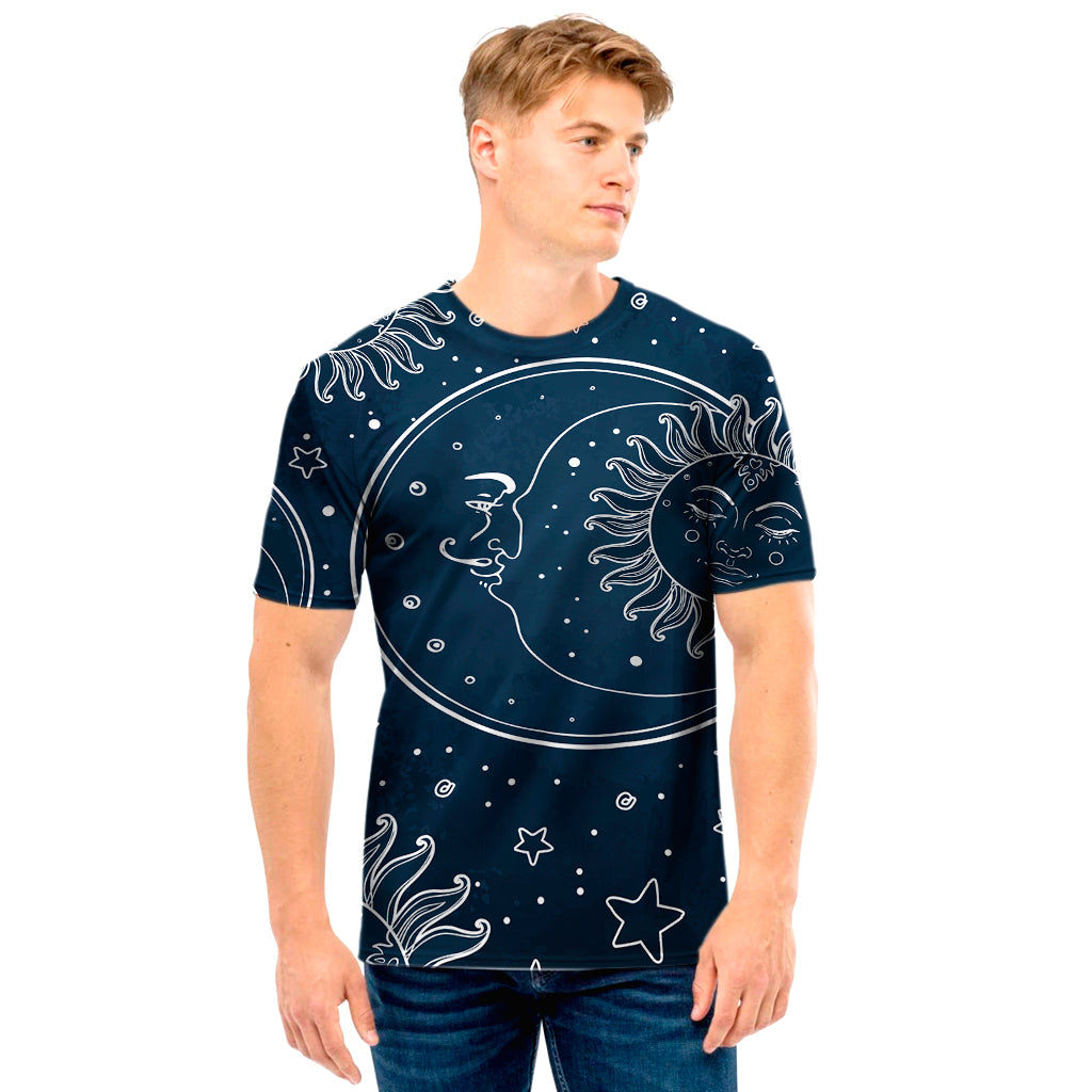 Vintage Sun And Moon Pattern Print Men's T-Shirt