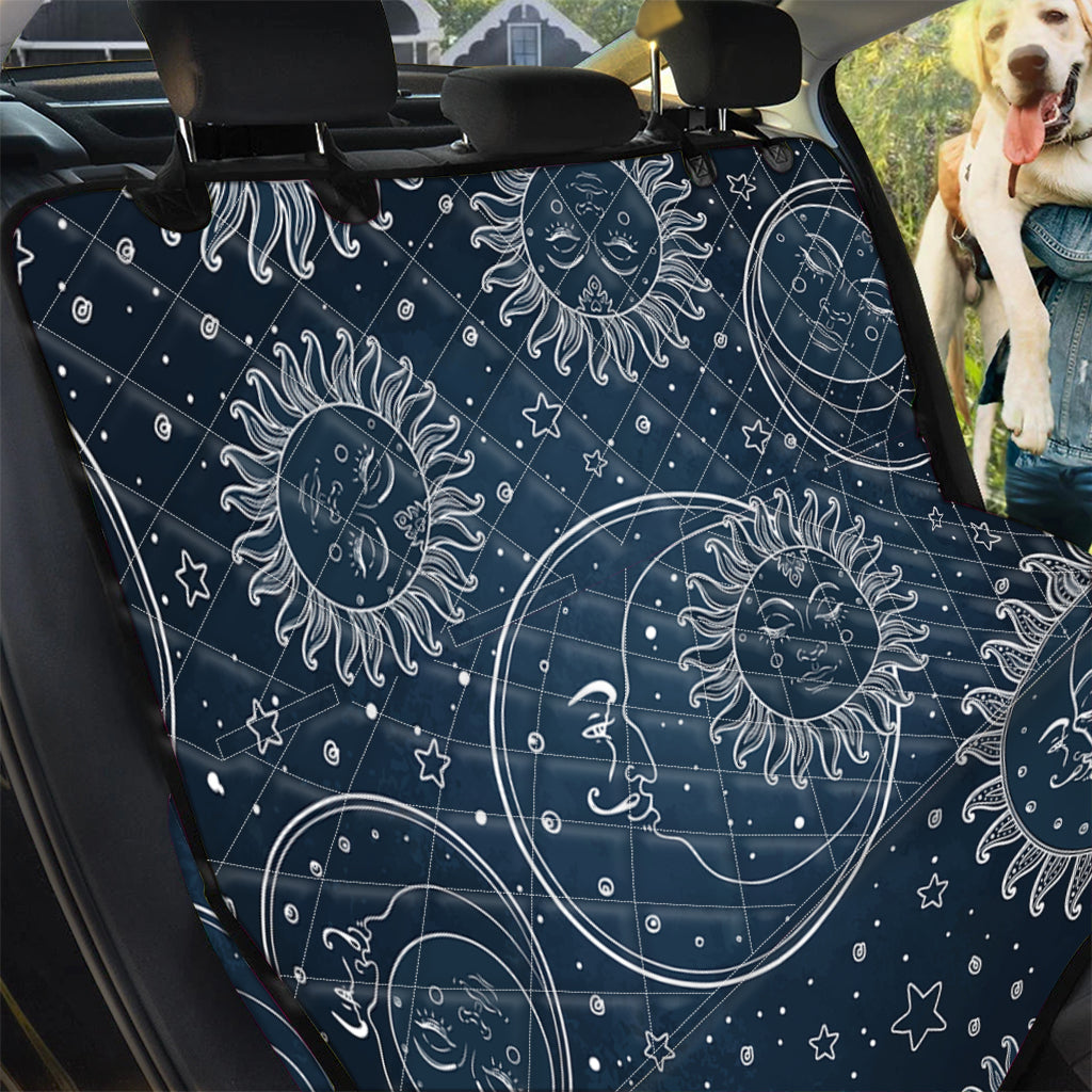 Vintage Sun And Moon Pattern Print Pet Car Back Seat Cover