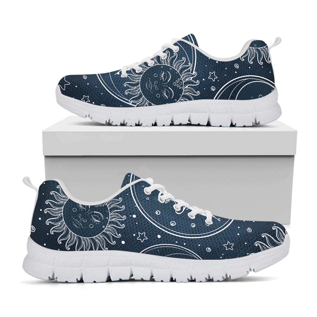 Vintage Sun And Moon Pattern Print White Sneakers