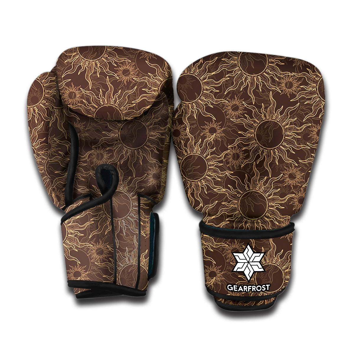 Vintage Sun Pattern Print Boxing Gloves