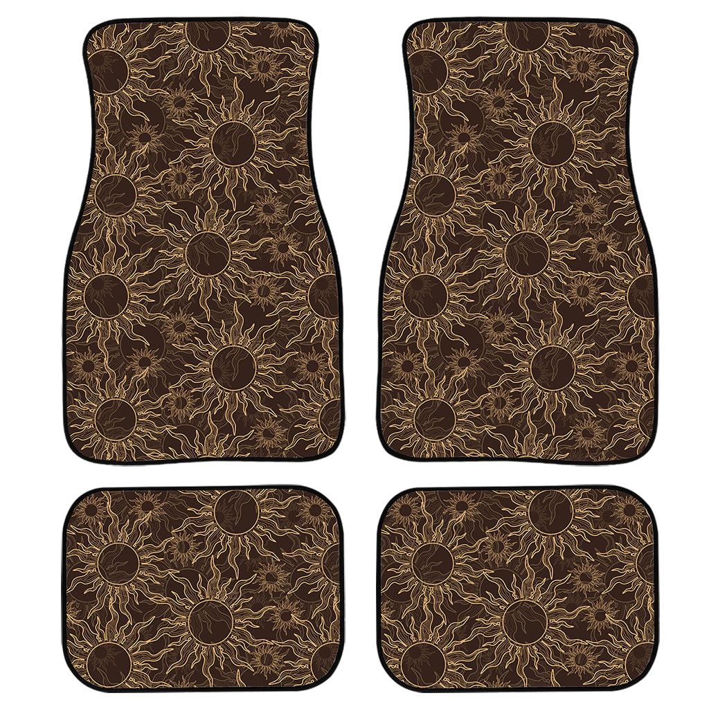 Vintage Sun Pattern Print Front and Back Car Floor Mats