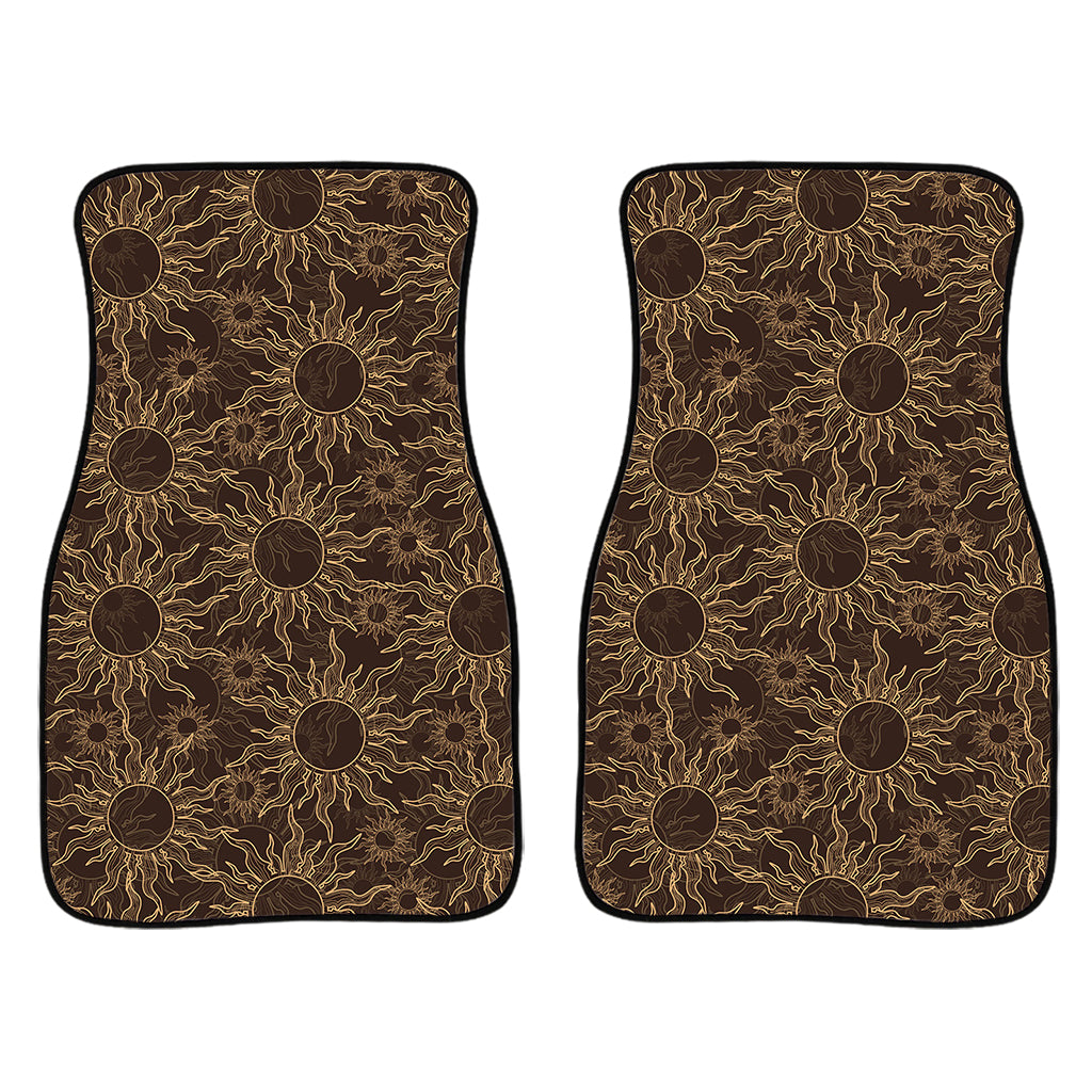 Vintage Sun Pattern Print Front Car Floor Mats