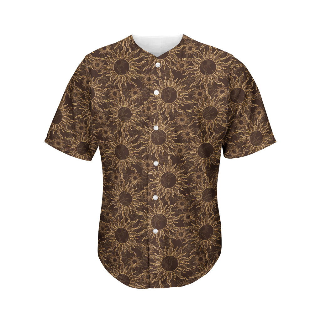 Vintage Sun Pattern Print Men's Baseball Jersey