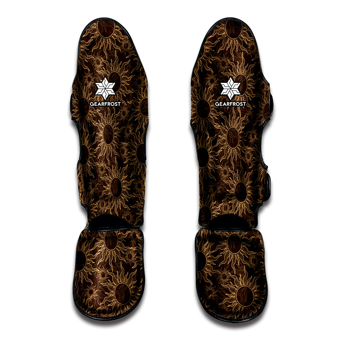 Vintage Sun Pattern Print Muay Thai Shin Guards