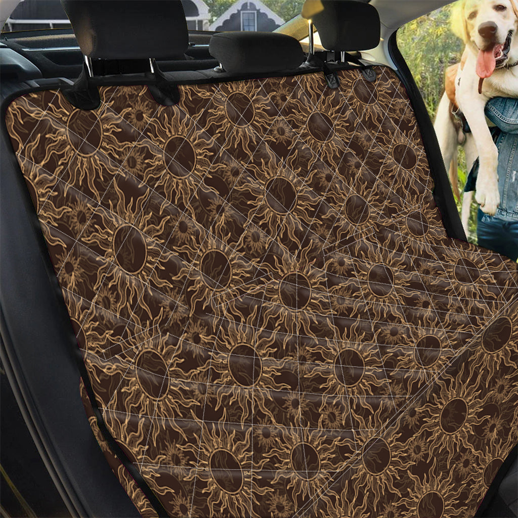 Vintage Sun Pattern Print Pet Car Back Seat Cover