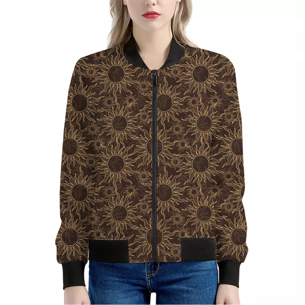 Vintage Sun Pattern Print Women's Bomber Jacket