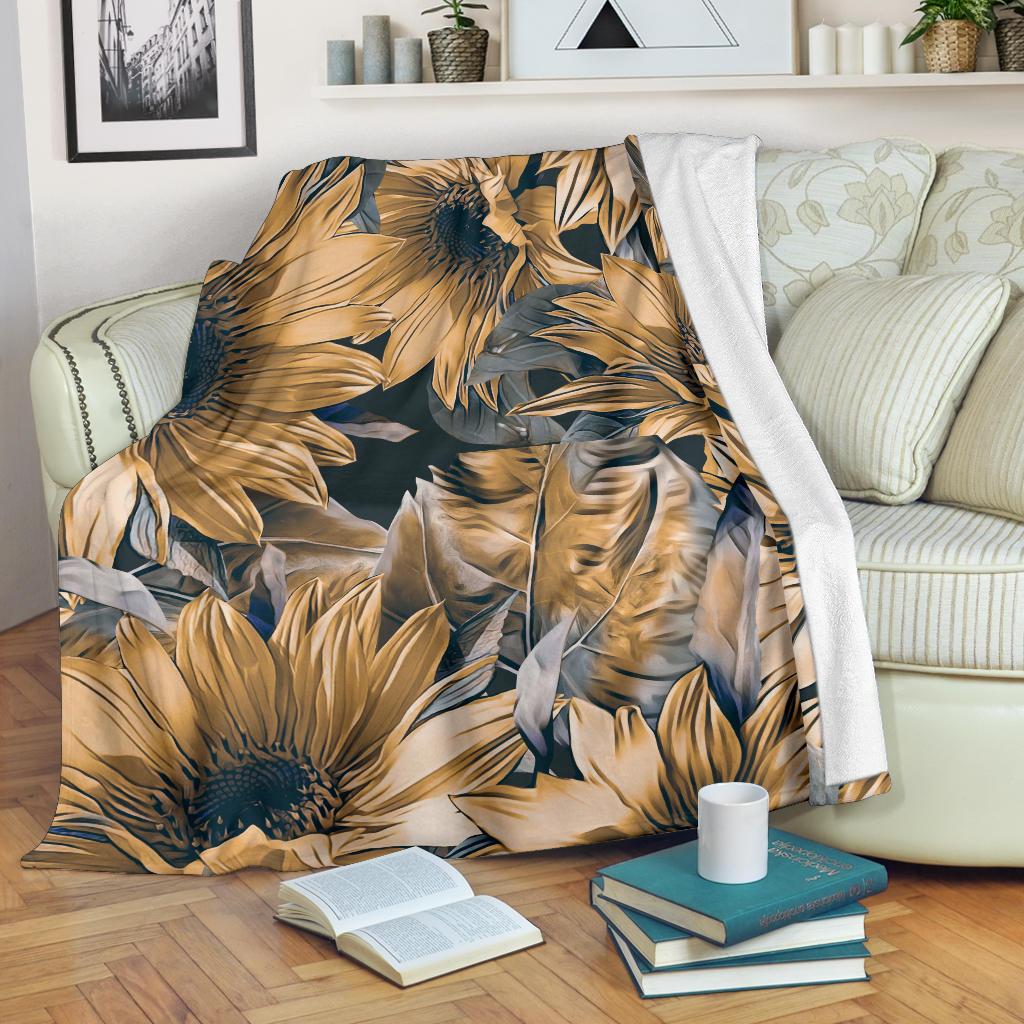 Vintage Sunflower Pattern Print Blanket