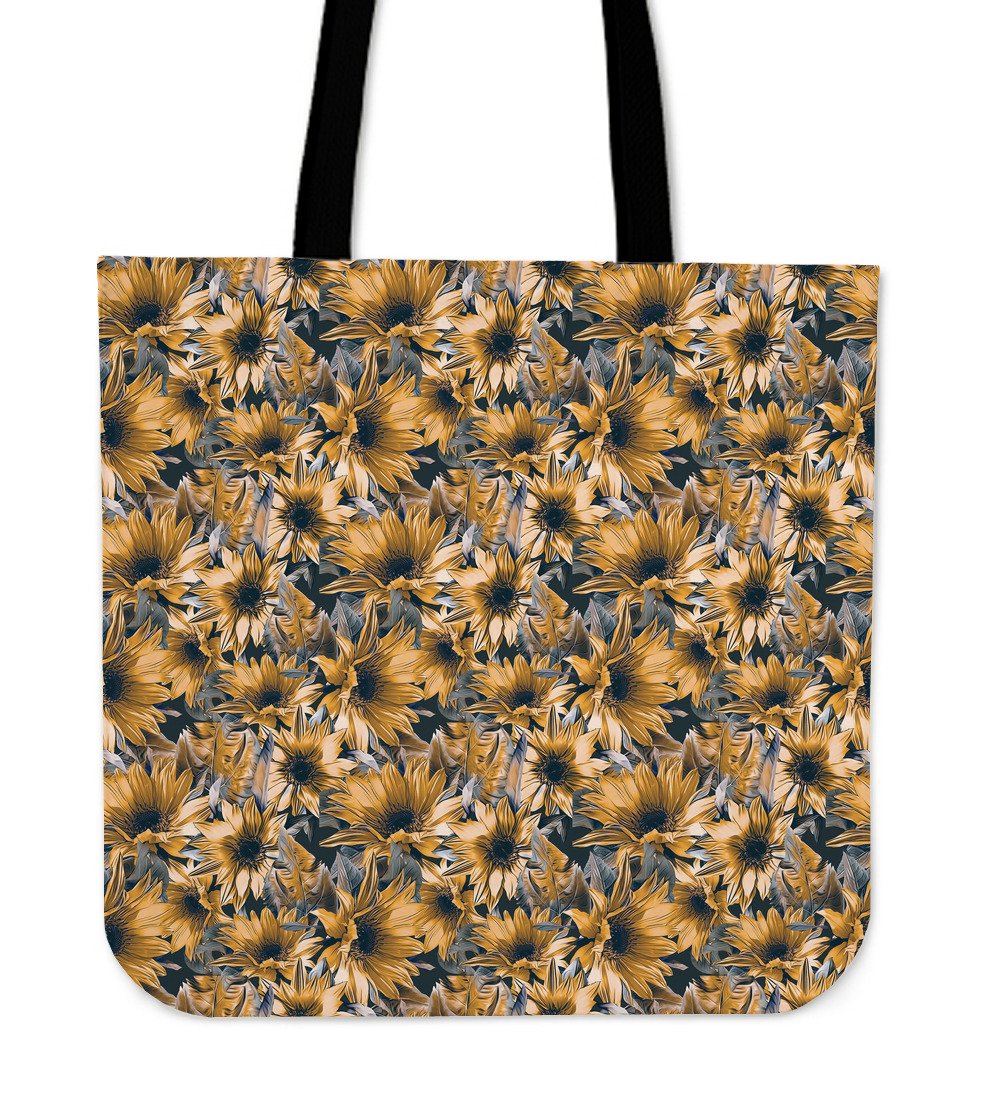 Vintage Sunflower Pattern Print Canvas Tote Bag