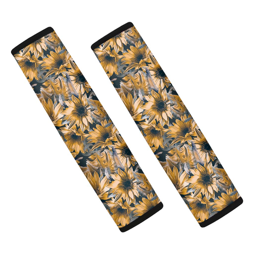 Vintage Sunflower Pattern Print Car Seat Belt Covers