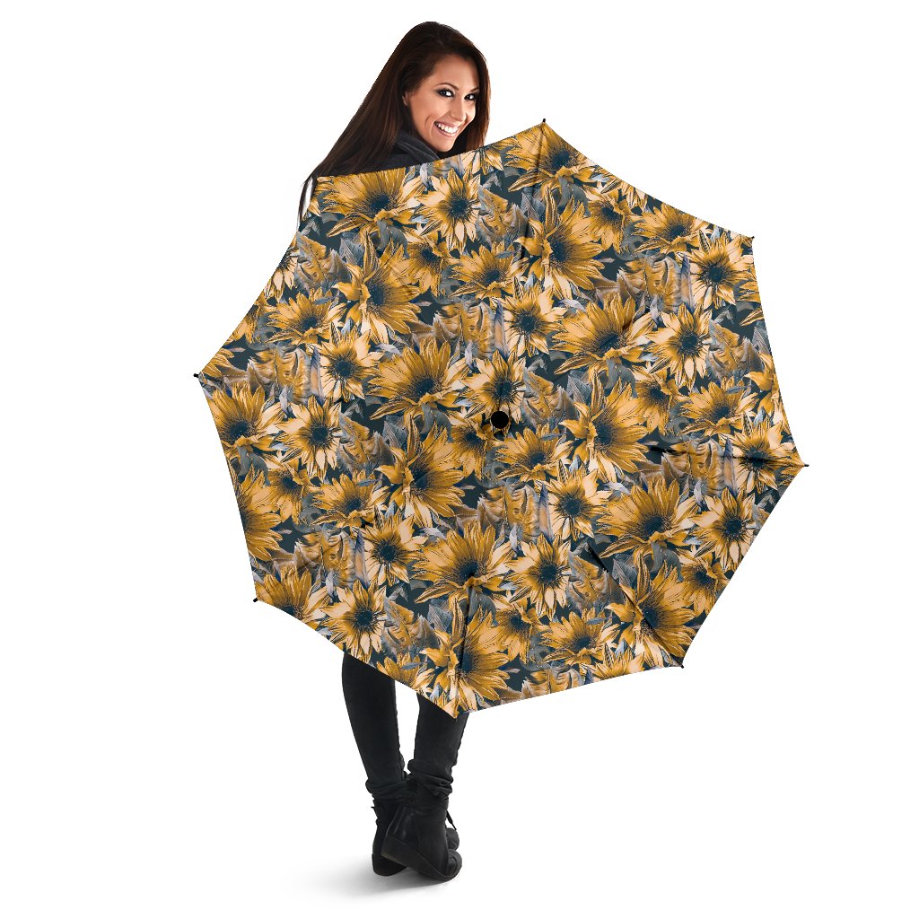 Vintage Sunflower Pattern Print Foldable Umbrella