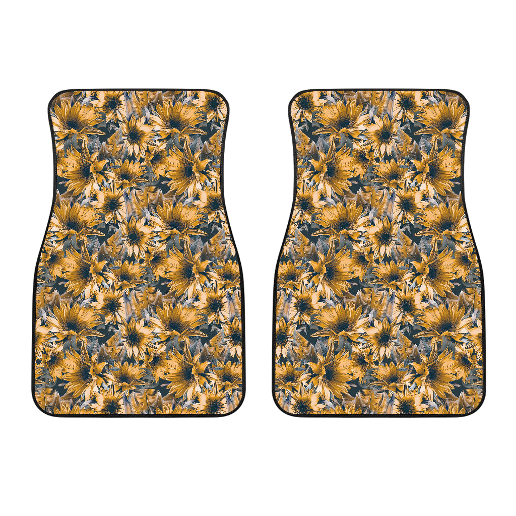 Vintage Sunflower Pattern Print Front Car Floor Mats