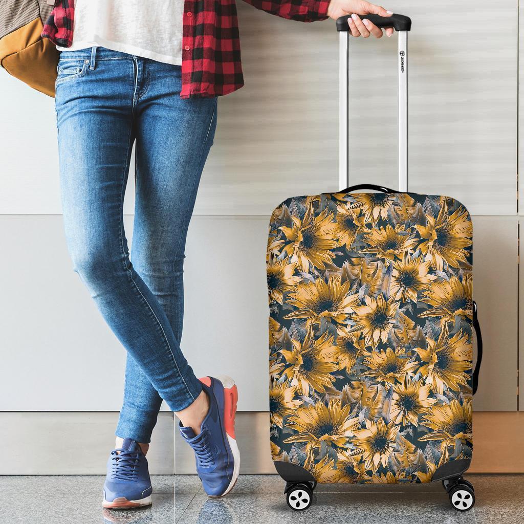 Vintage Sunflower Pattern Print Luggage Cover