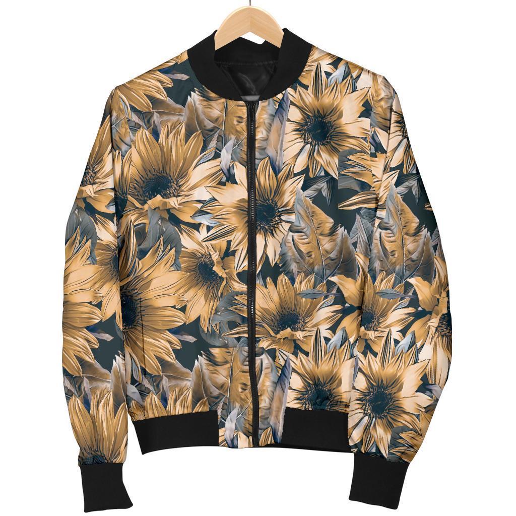 Vintage Sunflower Pattern Print Men's Bomber Jacket