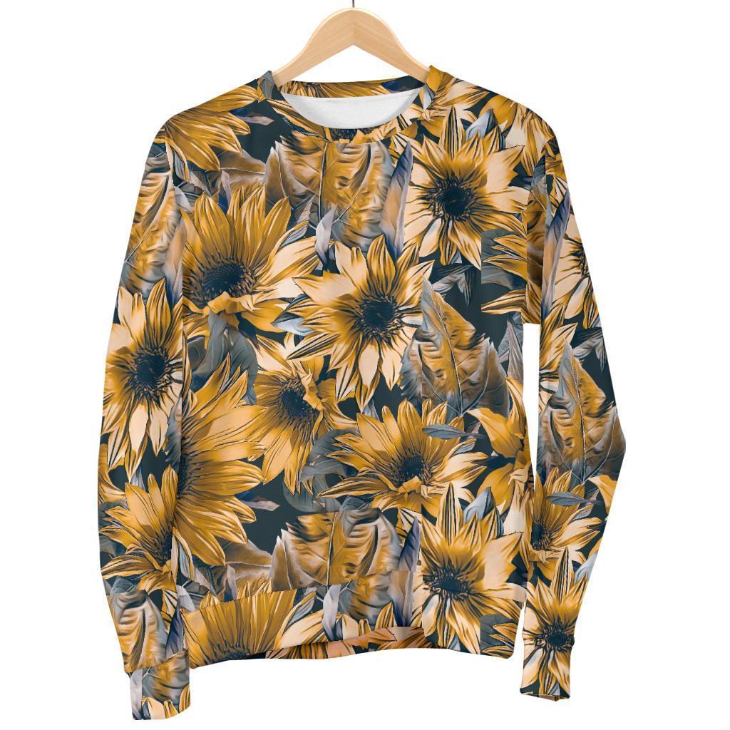 Vintage Sunflower Pattern Print Men's Crewneck Sweatshirt