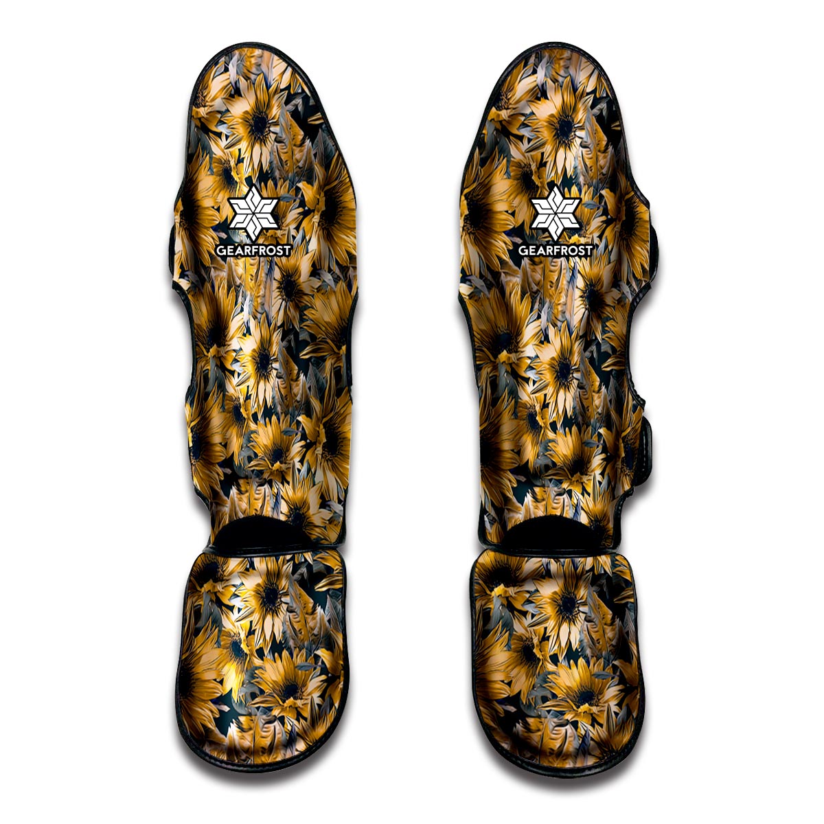 Vintage Sunflower Pattern Print Muay Thai Shin Guards