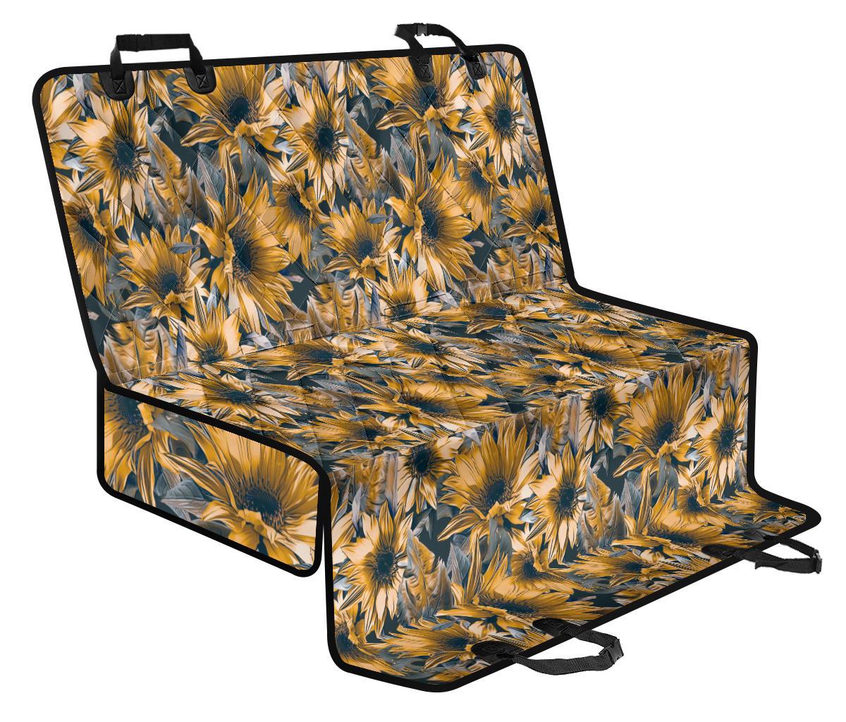 Vintage Sunflower Pattern Print Pet Car Back Seat Cover