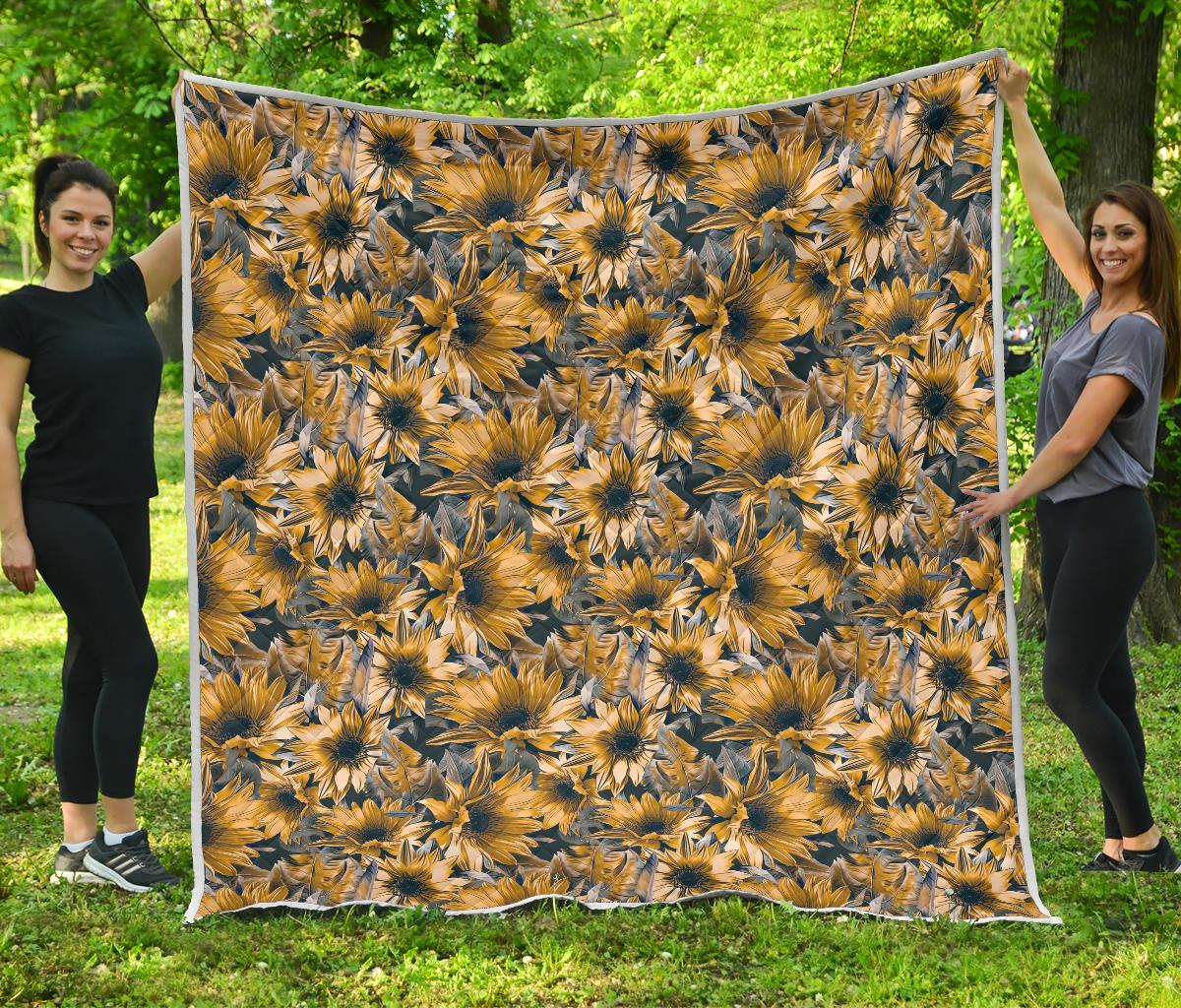 Vintage Sunflower Pattern Print Quilt