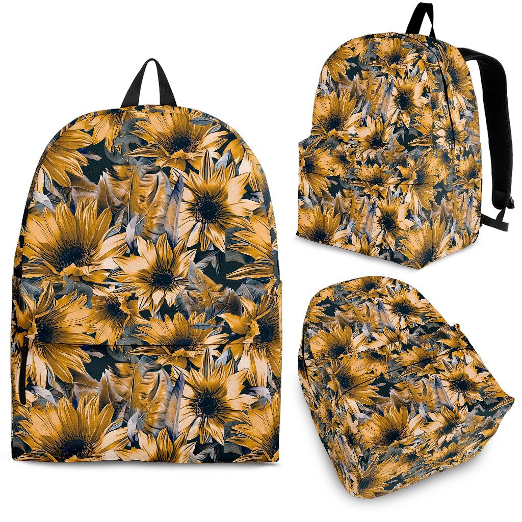 Vintage Sunflower Pattern Print School Backpack