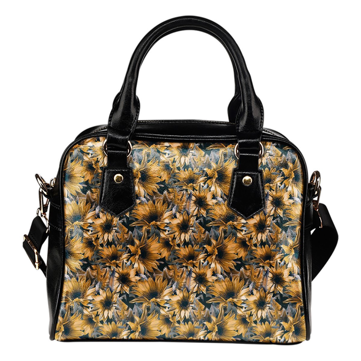 Vintage Sunflower Pattern Print Shoulder Handbag