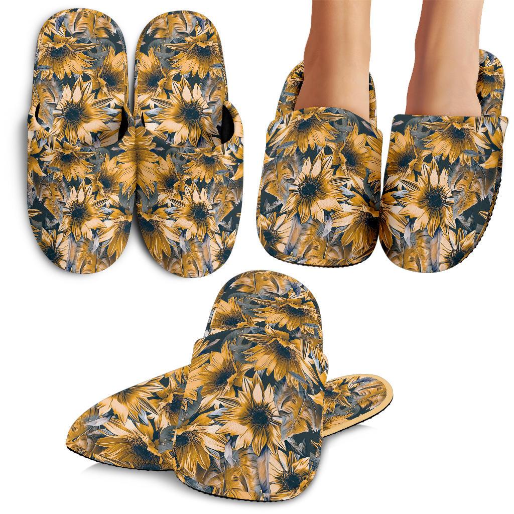 Vintage Sunflower Pattern Print Slippers