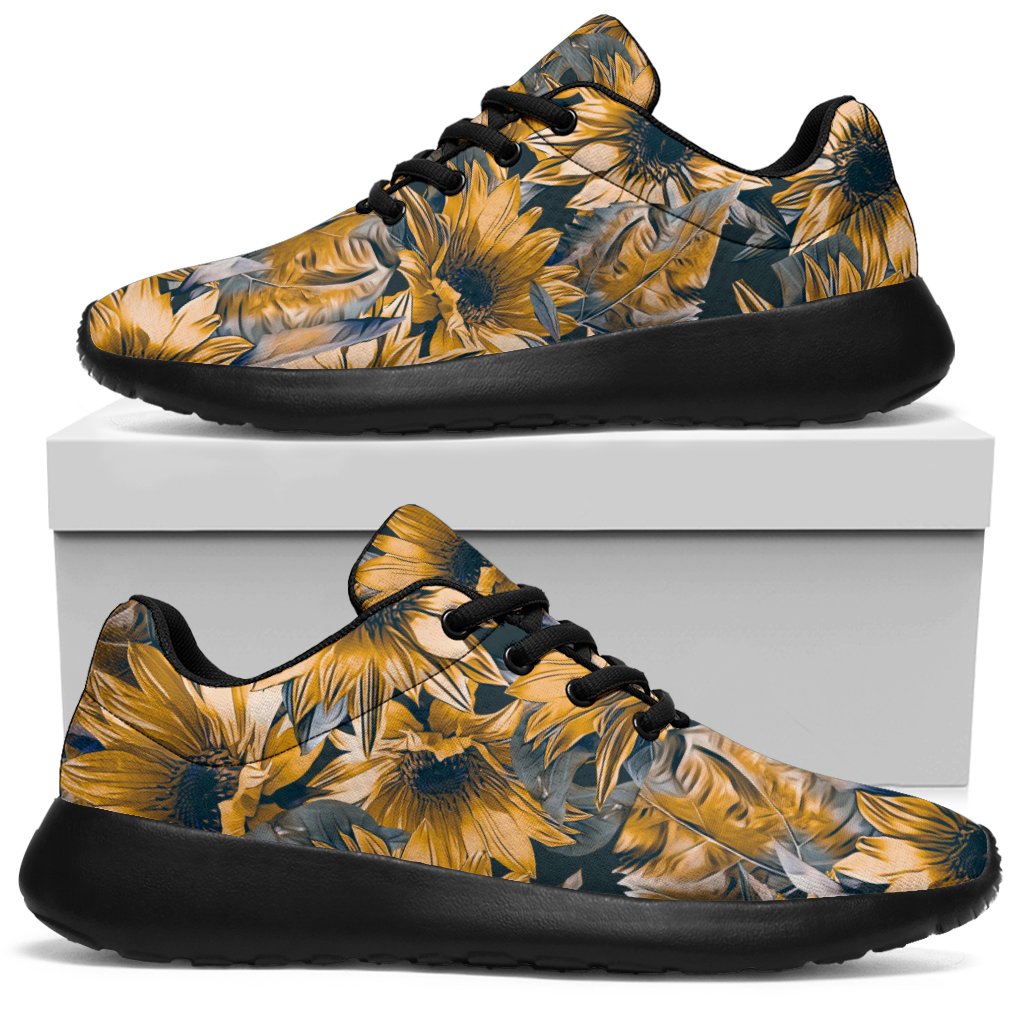 Vintage Sunflower Pattern Print Sport Sneakers