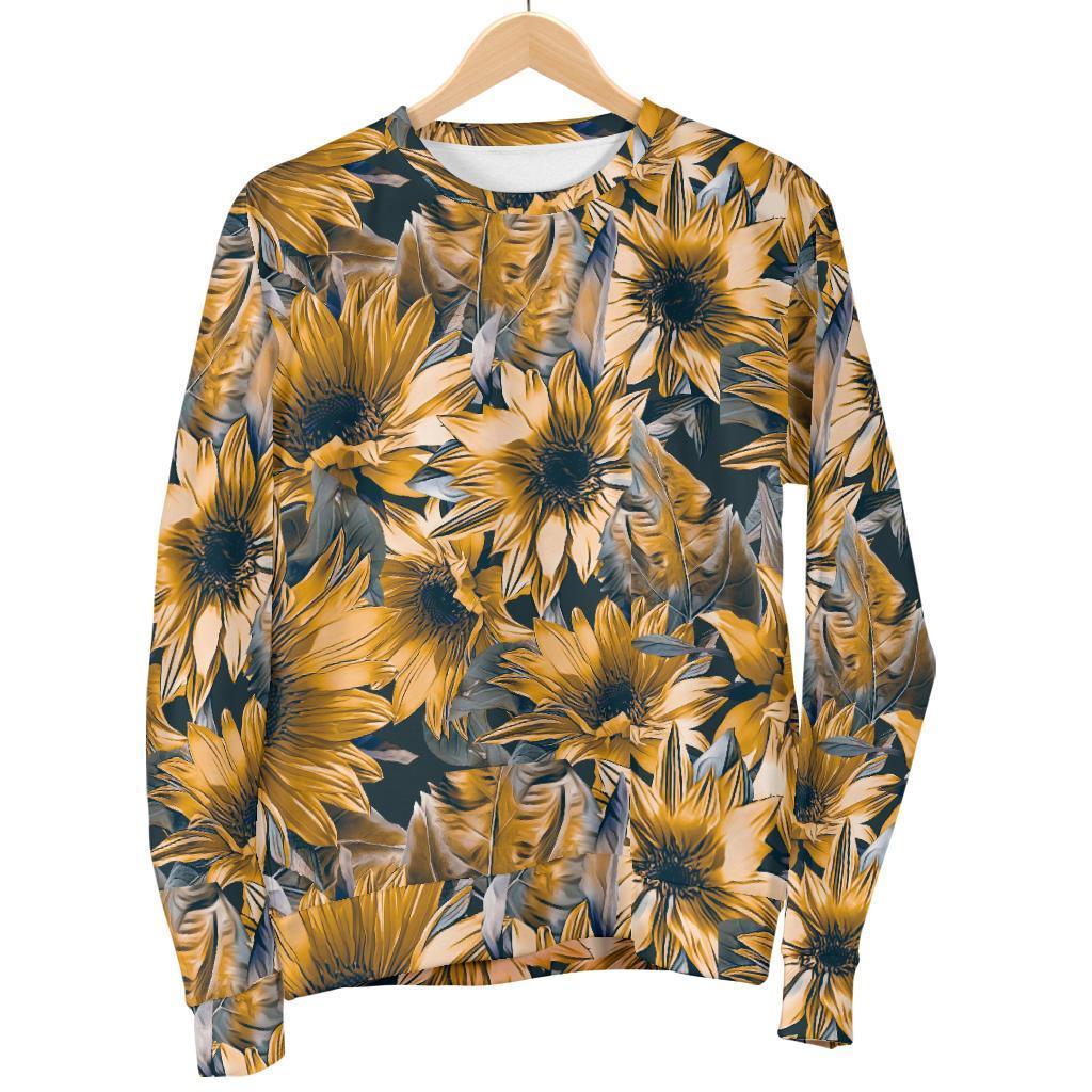 Vintage Sunflower Pattern Print Women's Crewneck Sweatshirt