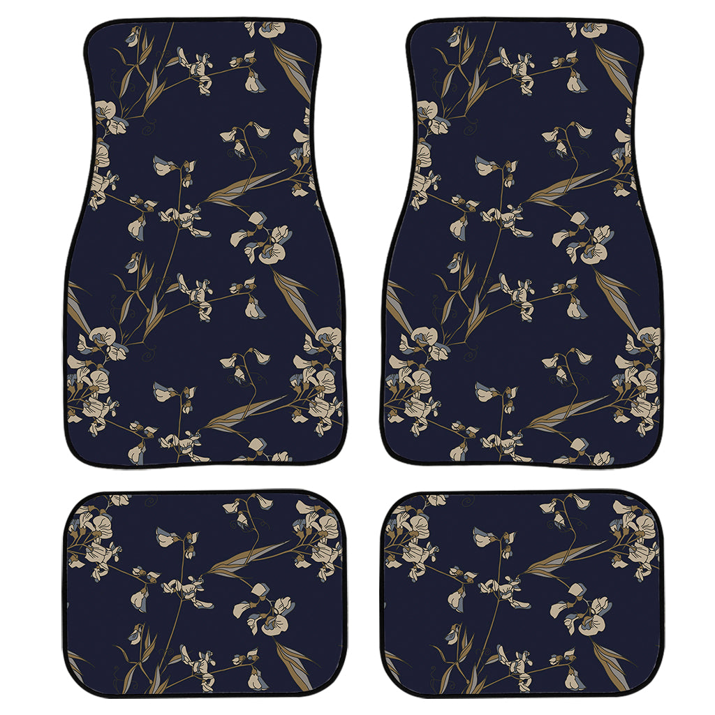 Vintage Sweet Pea Pattern Print Front and Back Car Floor Mats