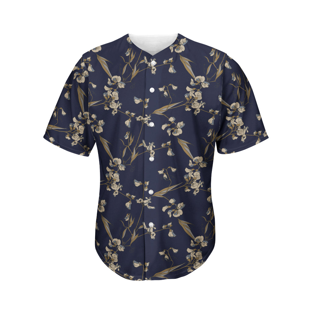 Vintage Sweet Pea Pattern Print Men's Baseball Jersey