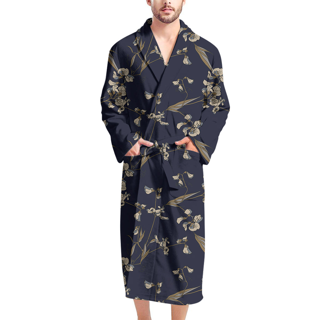 Vintage Sweet Pea Pattern Print Men's Bathrobe