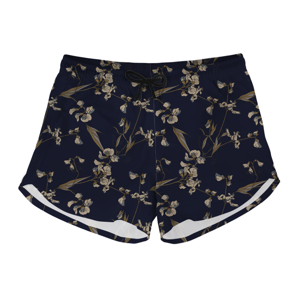 Vintage Sweet Pea Pattern Print Women's Shorts