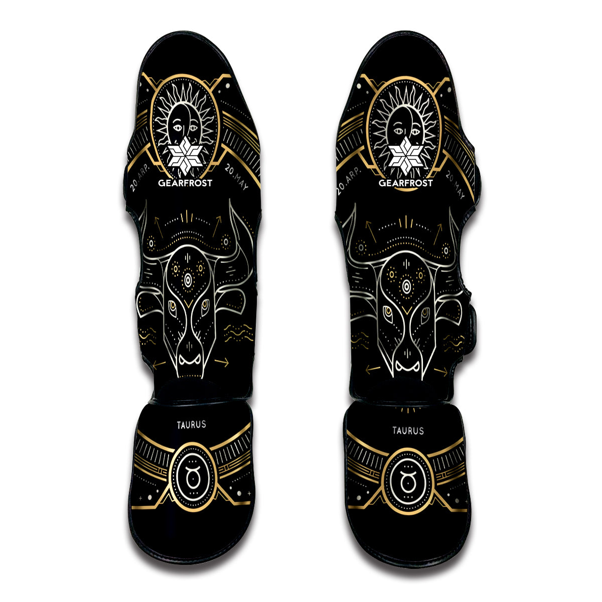 Vintage Taurus Zodiac Sign Print Muay Thai Shin Guards