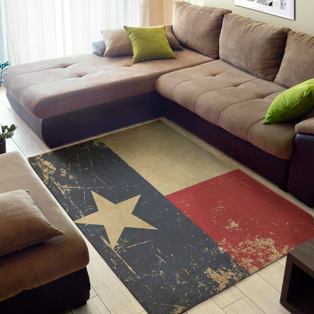 Vintage Texas Flag Print Area Rug