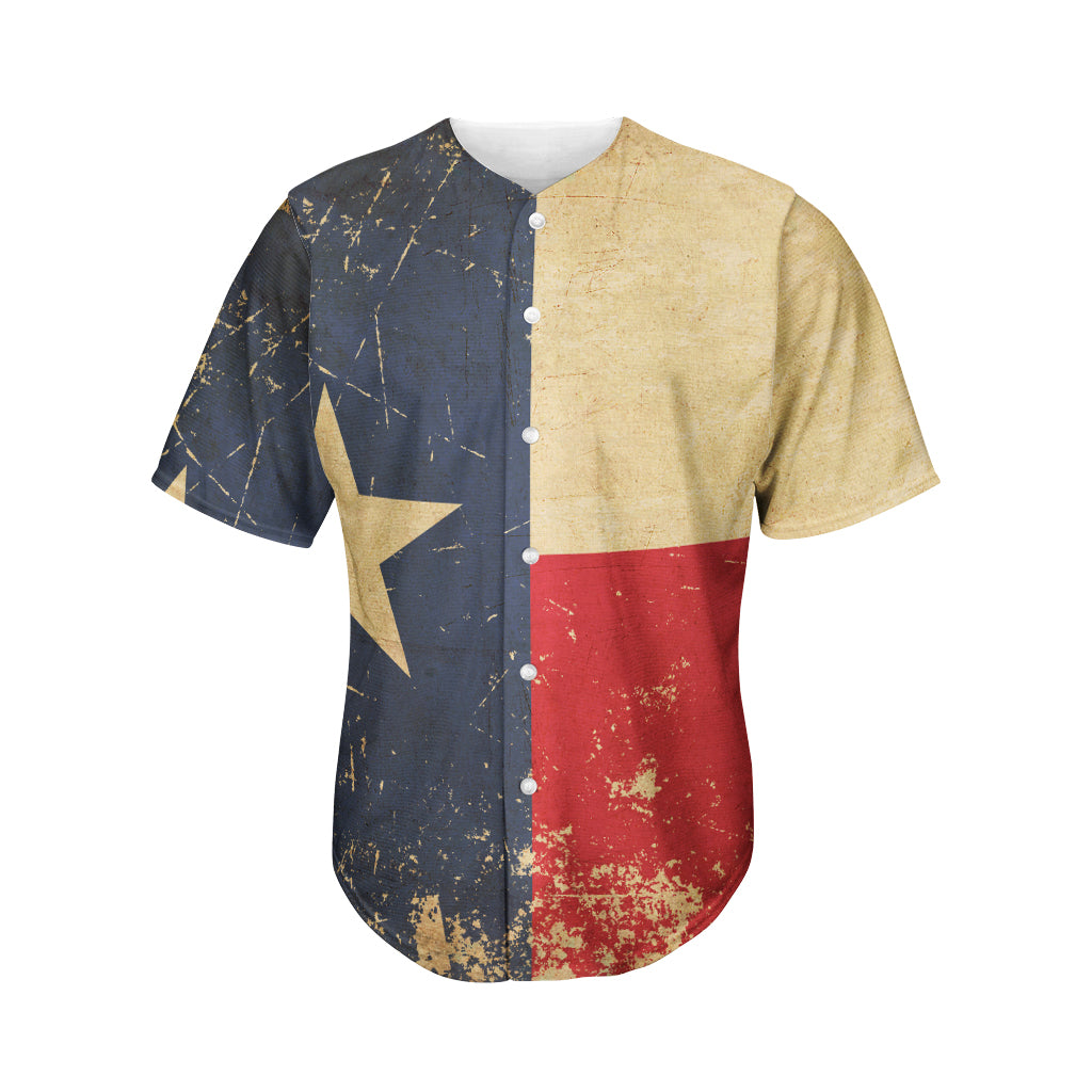 Vintage Texas Flag Print Men's Baseball Jersey