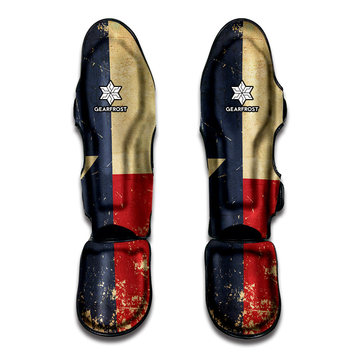 Vintage Texas Flag Print Muay Thai Shin Guards