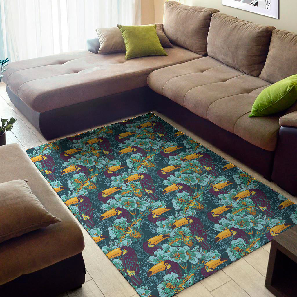 Vintage Toucan Pattern Print Area Rug