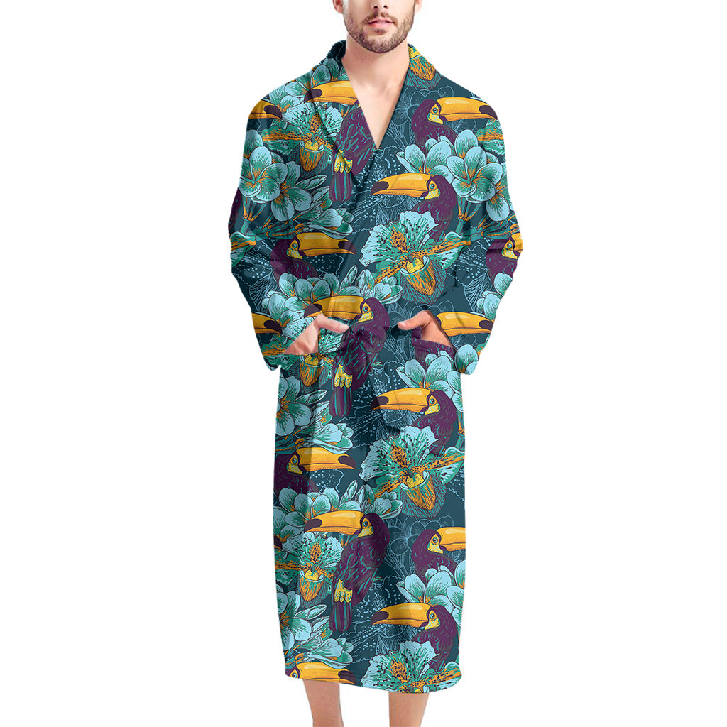 Vintage Toucan Pattern Print Men's Bathrobe